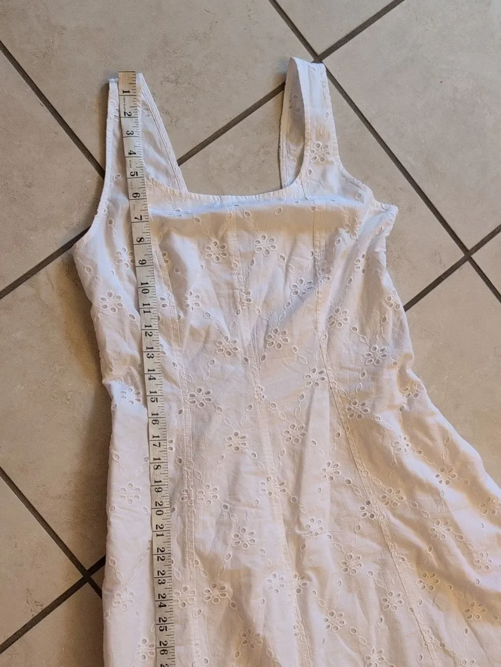 NWT J. Crew Eyelet embroidered midi dress White Lined Heart Neckline Size 8P
